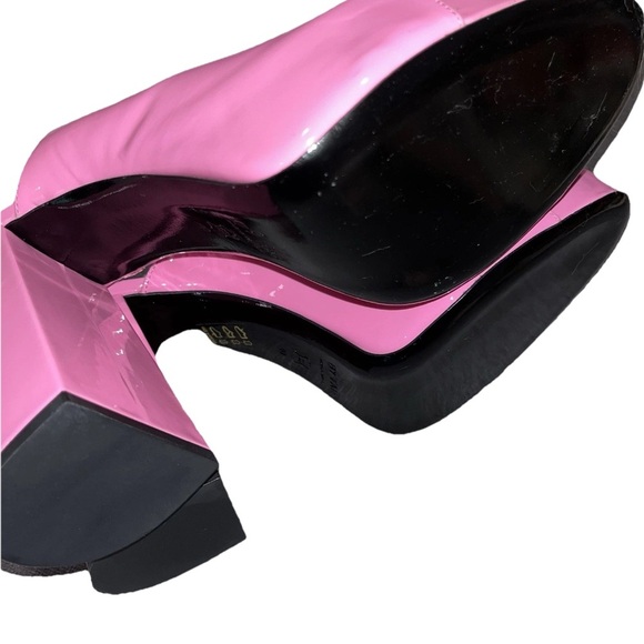 BY FAR Pink Patent Leather Platform Sandals Brad Mules EU 40 US 10 Heels New - Picture 11 of 13
